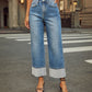 High Rise Straight Cuff Jeans