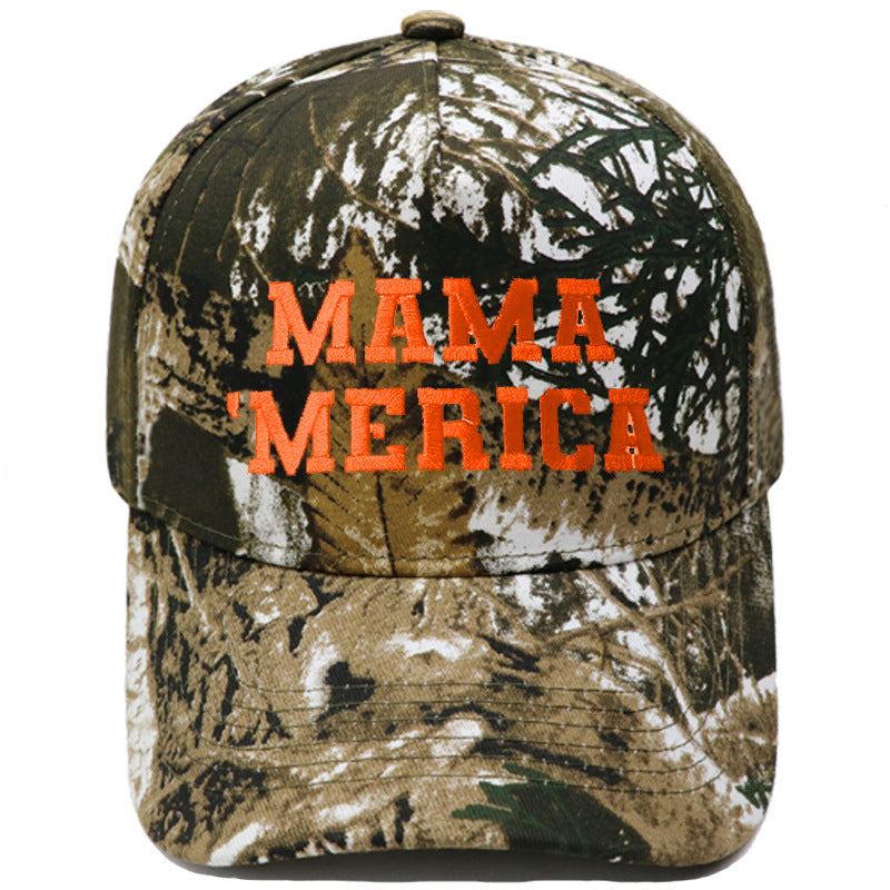 Embroidered "MAMA MERICA" Trucker Hat – Color-Block Structured Baseball Cap