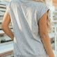 Solid Color High Neck Cap Sleeve Loose Top