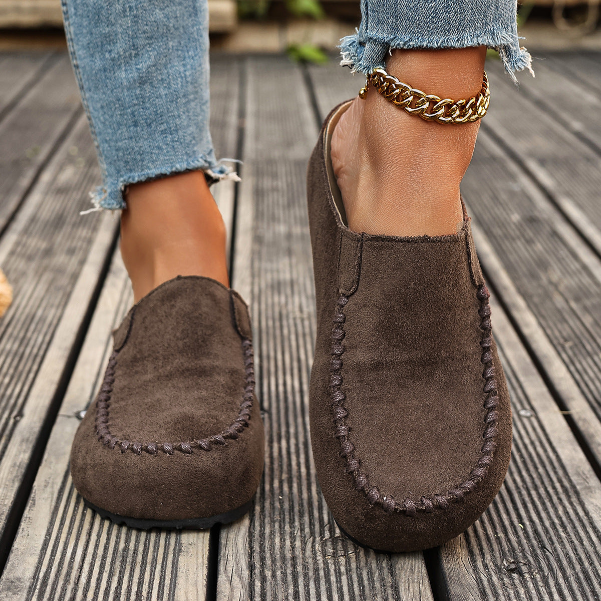 Suede Moccasin Slip-On Mule Clogs