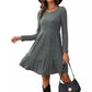 Women's striped round neck knitted sweater dress