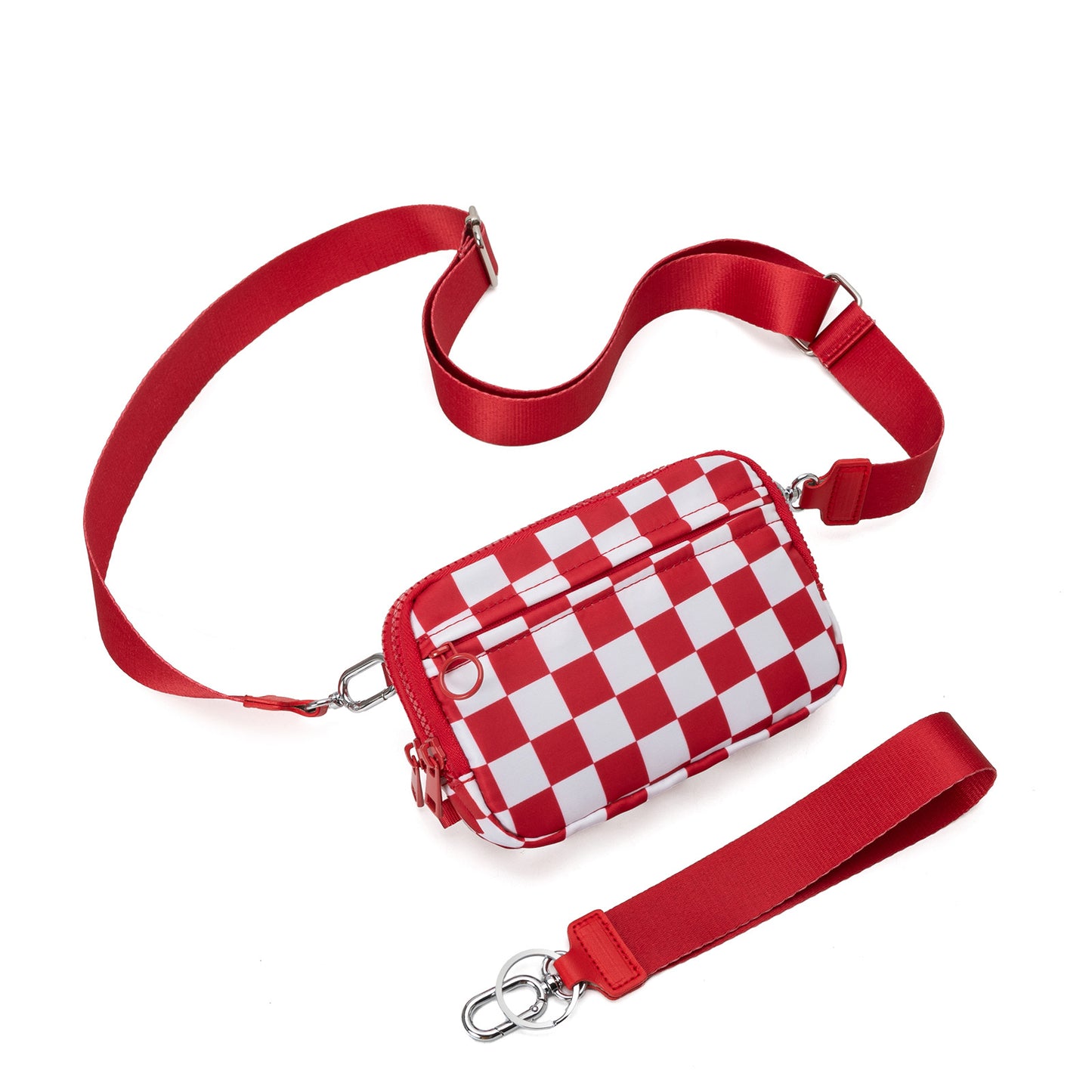 Nylon Double Compartment Crossbody and Wristlet