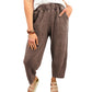 Coffee Mineral Wash Seam Detail Elastic Waist Barrel Pants