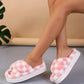 Checkerboard furry slippers