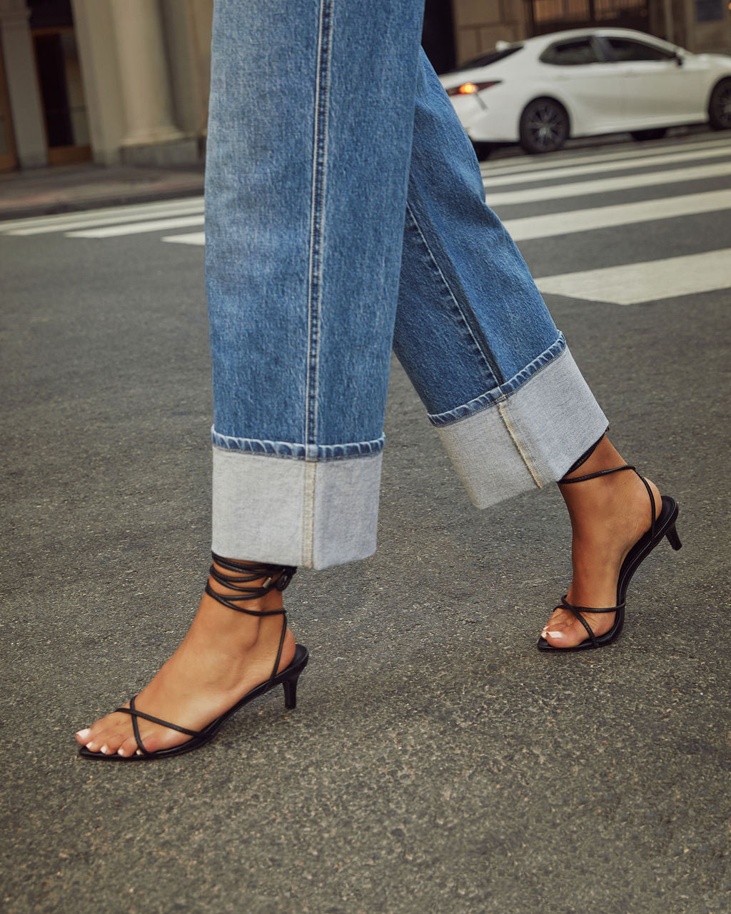 High Rise Straight Cuff Jeans