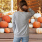 Grey Sequin Western Ghost Print Long Sleeve Round Neck Sweatshirt