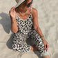 Leopard Print Loose Suspenders Jumpsuit