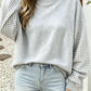 Oversized Gingham Colorblock Long Sleeve Sweatshirt