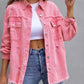 Long Raw Edge Ripped Denim Jacket