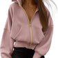 Women's Zip-Up Long Sleeve Fleece Hooded Sweatshirt Jacket