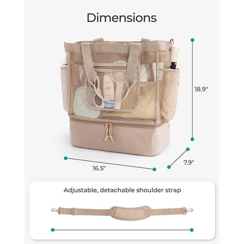 Beach Bag Mesh Tote Bags with Zipper