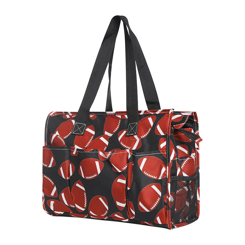 Ball Sports Print Multi-Pocket Utility Tote Bag