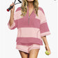 Striped Short-sleeved Oversized Shorts Two-piece Suit