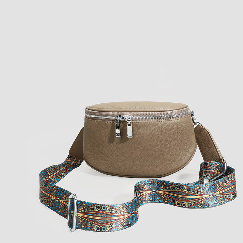Zipper PU Leather Crossbody Bag