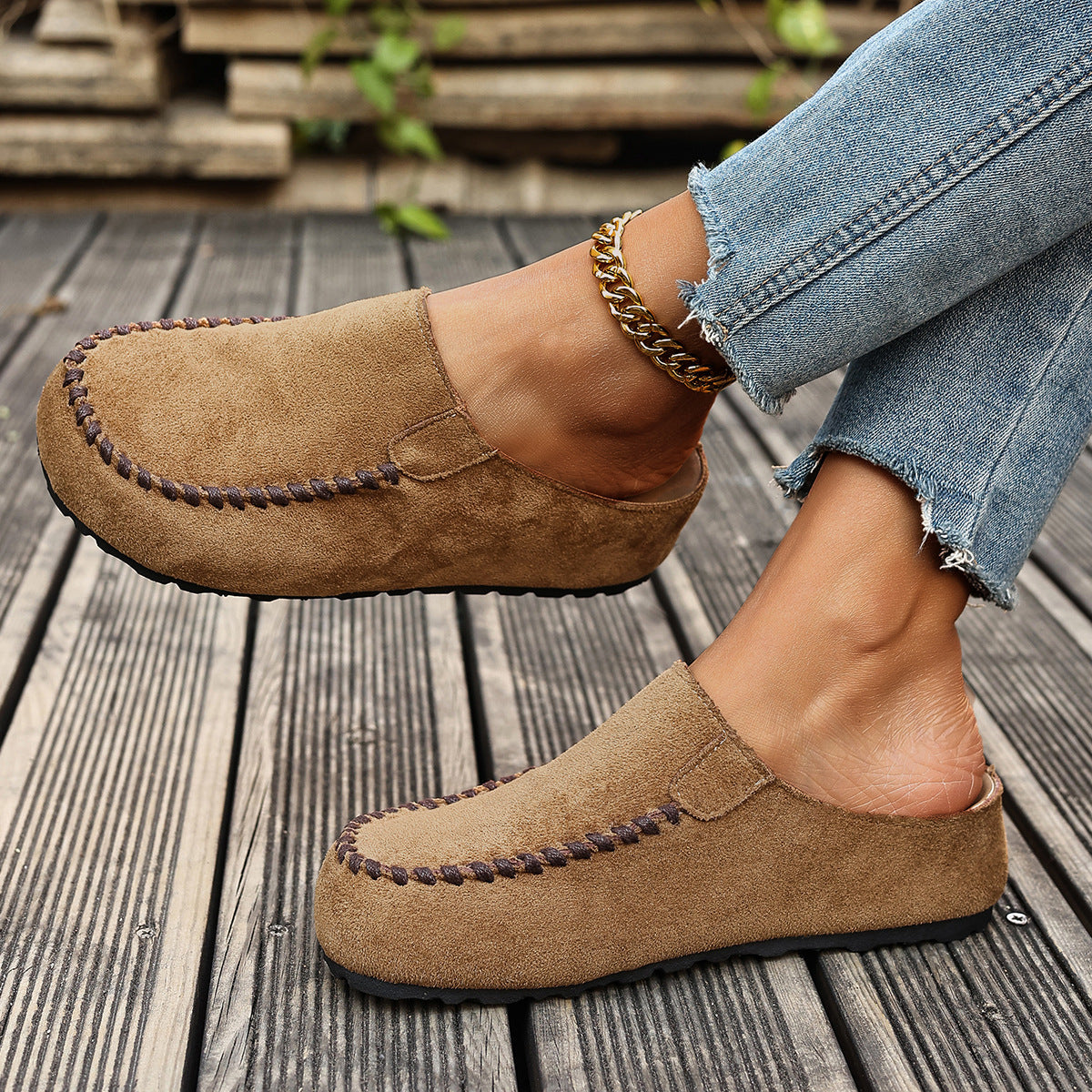 Suede Moccasin Slip-On Mule Clogs
