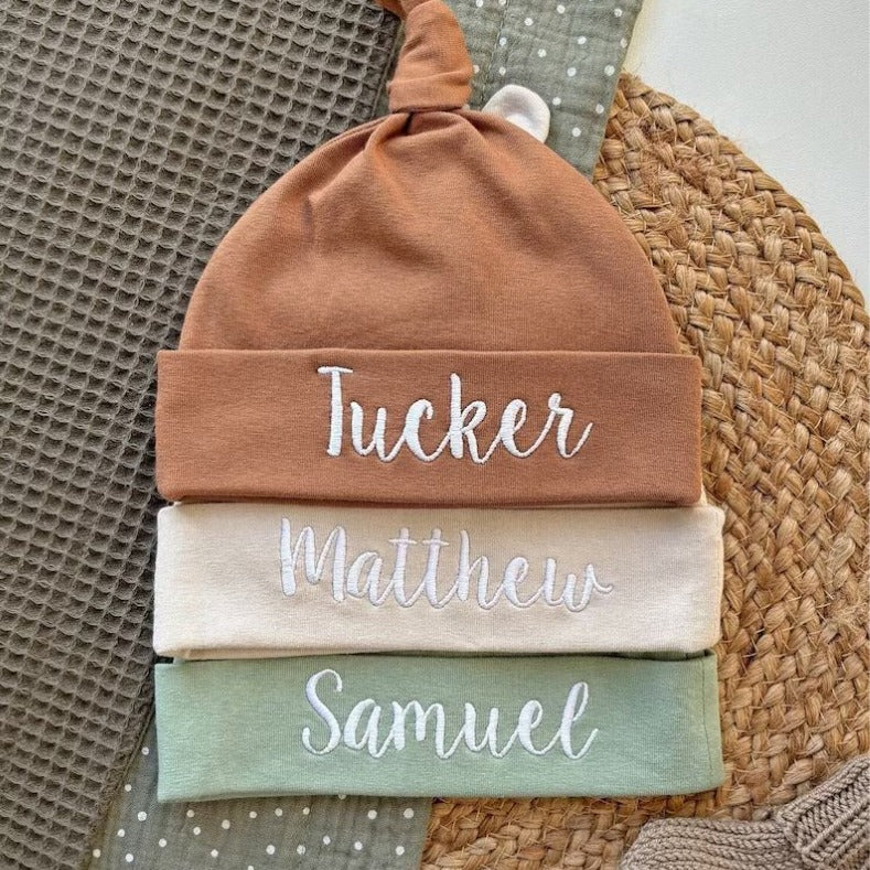 Custom Embroidered Knotted Baby Beanie