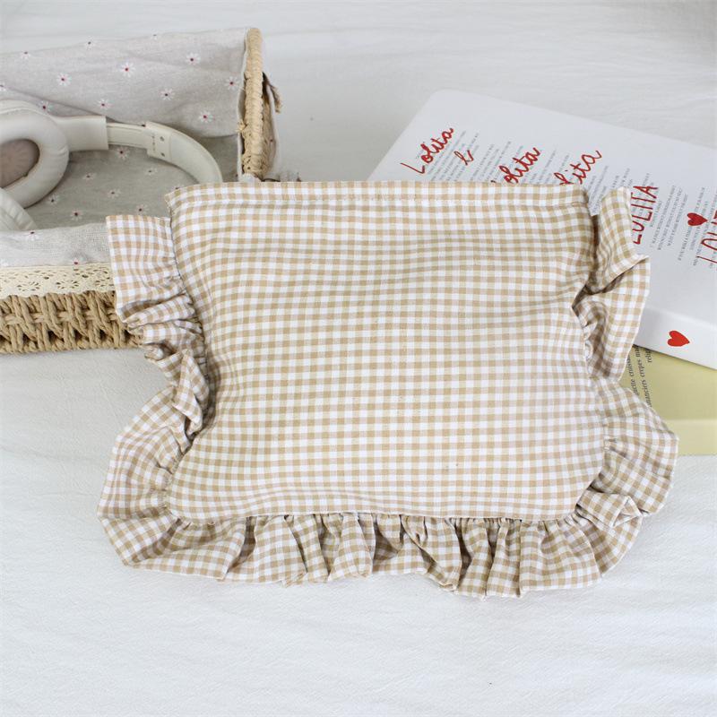 Customizable Text Floral & Plaid Zippered Makeup Bag