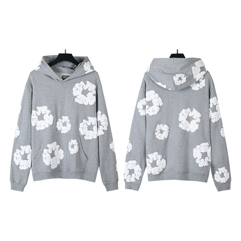 Foaming Printed Loose Hoodie