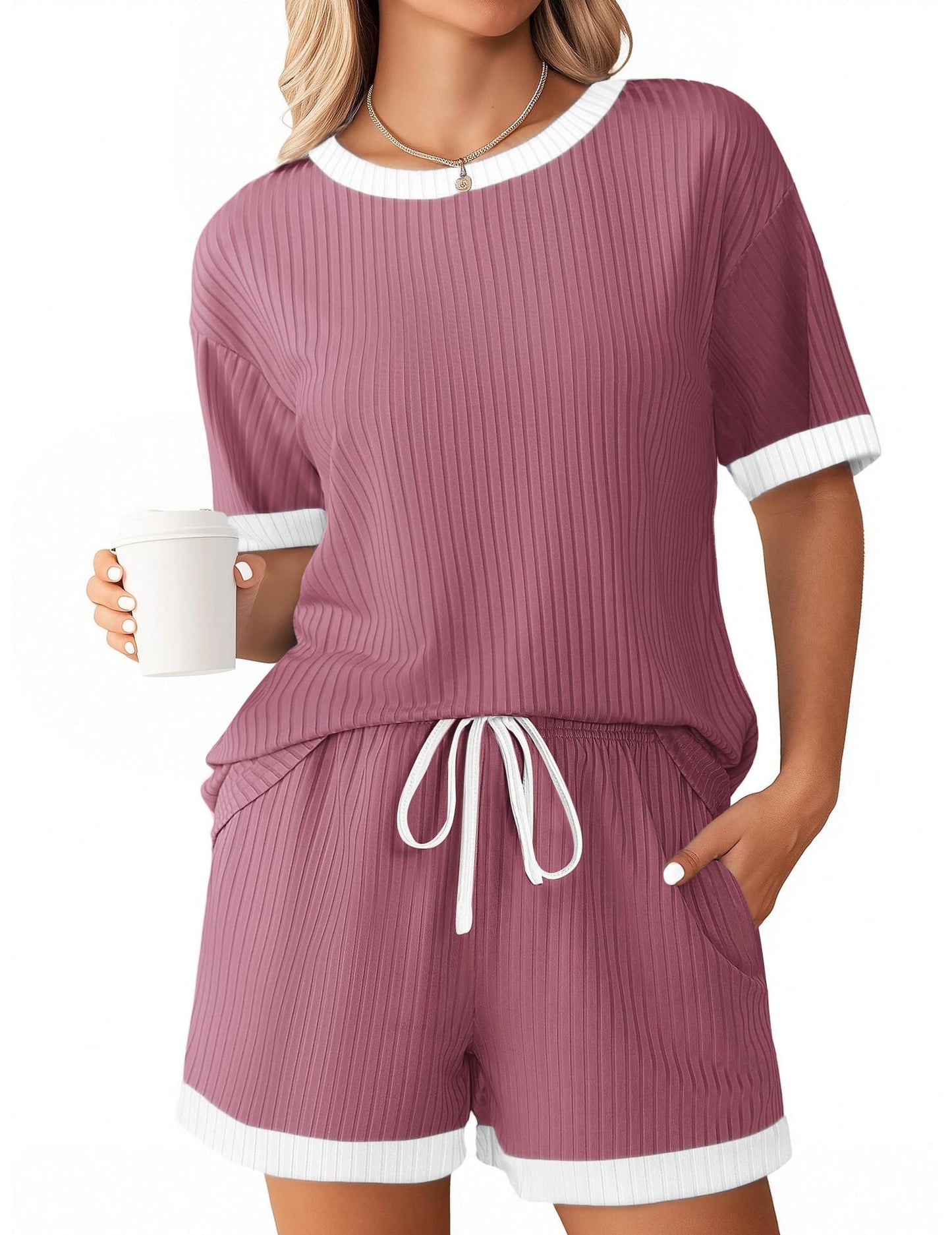 Cozy Ribbed Contrast Lounge Set