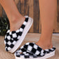Checkerboard furry slippers