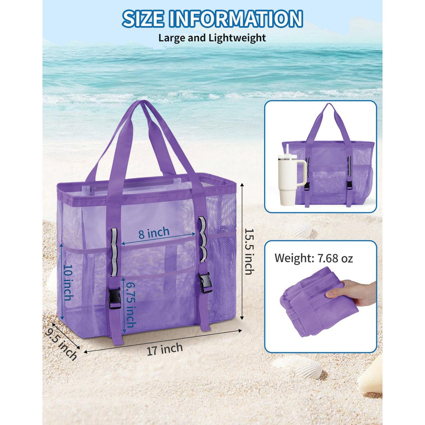 Large Mesh Beach Tote & Utility Bag