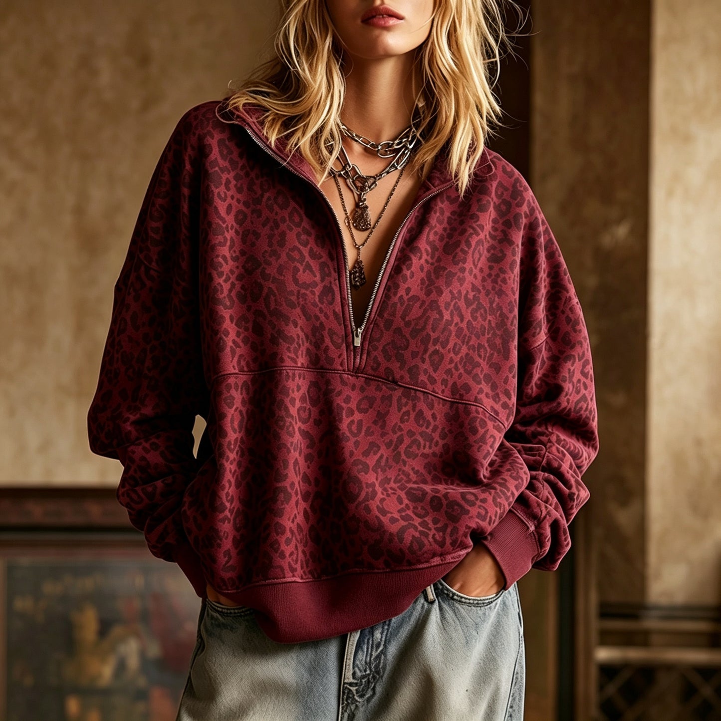 Leopard Rosette Top