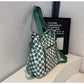 Checker Canvas Tote Bag Corduroy Bag