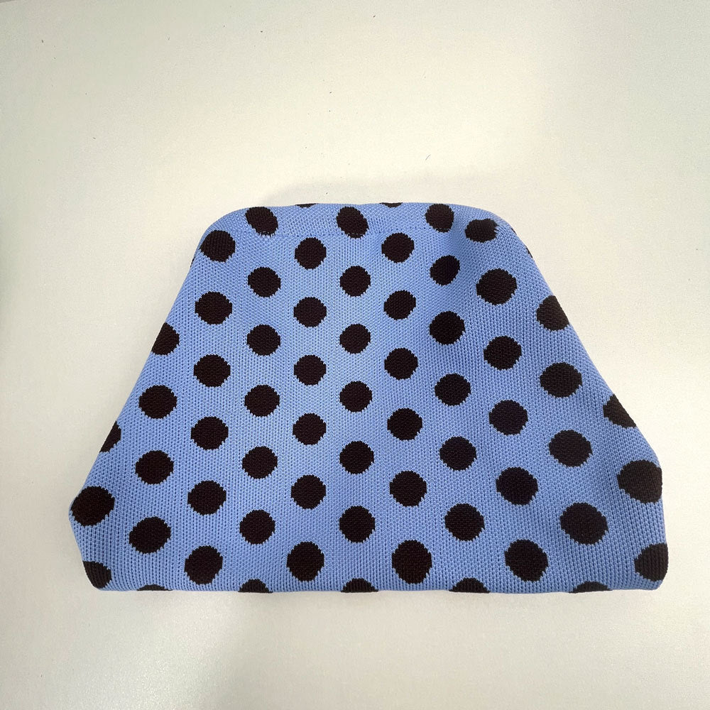 Polka Dot Knitted Kiss-Lock Clutch Bag