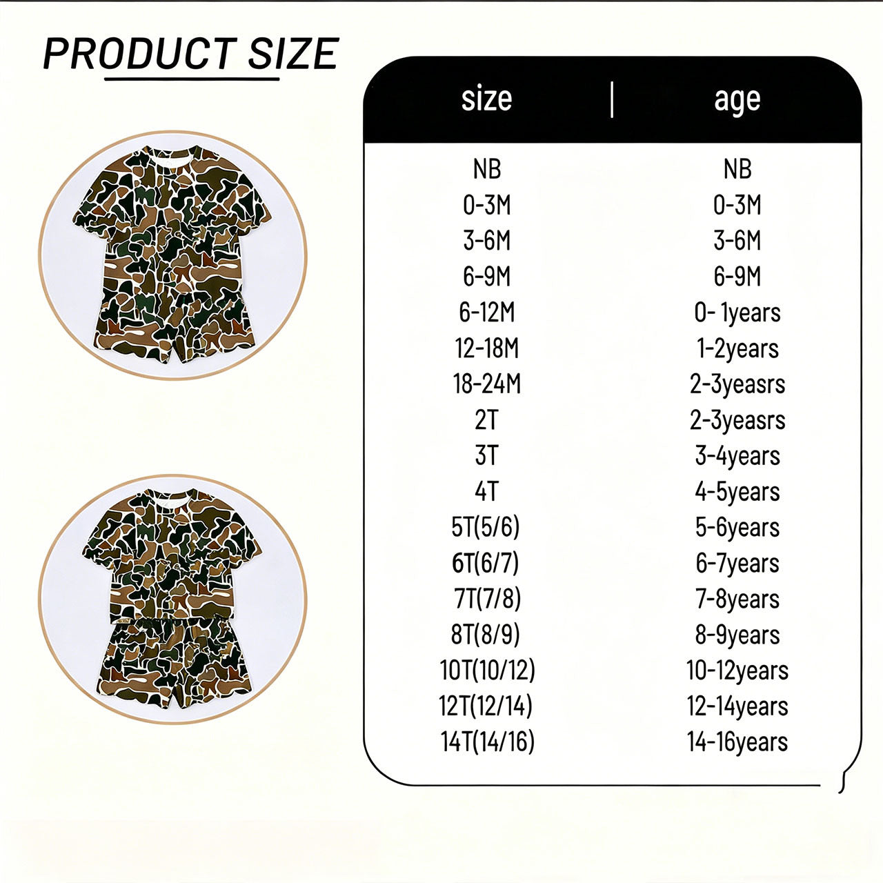 Kid's Camo T-Shirt & Scalloped Shorts Two-Piece Lounge Set