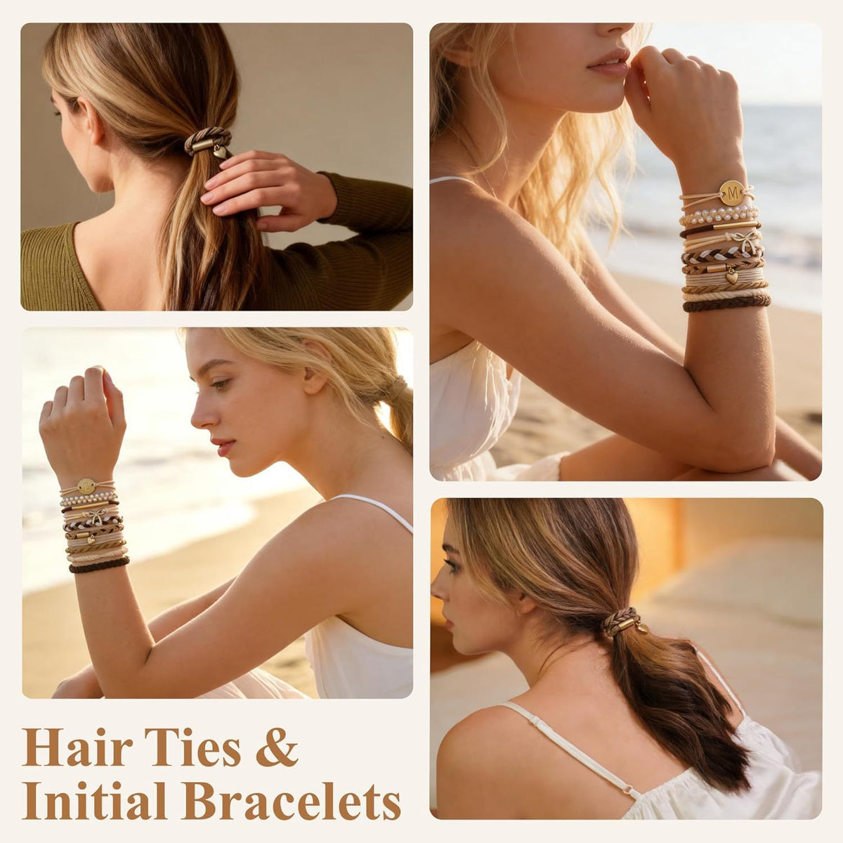 A-Z Letter Hair Tie & Bracelet Set