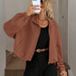 Chic Geometric Textured Zip Up Jacket