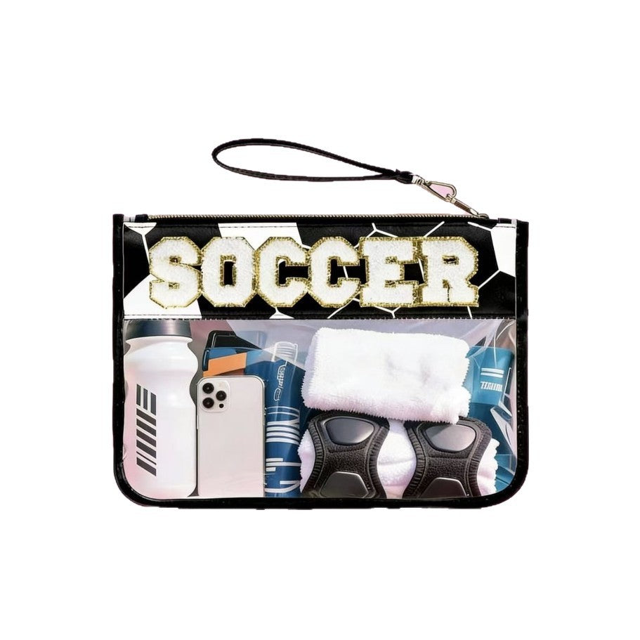 Clear Pouches Featuring Ball Game Glitter Chenille Patches