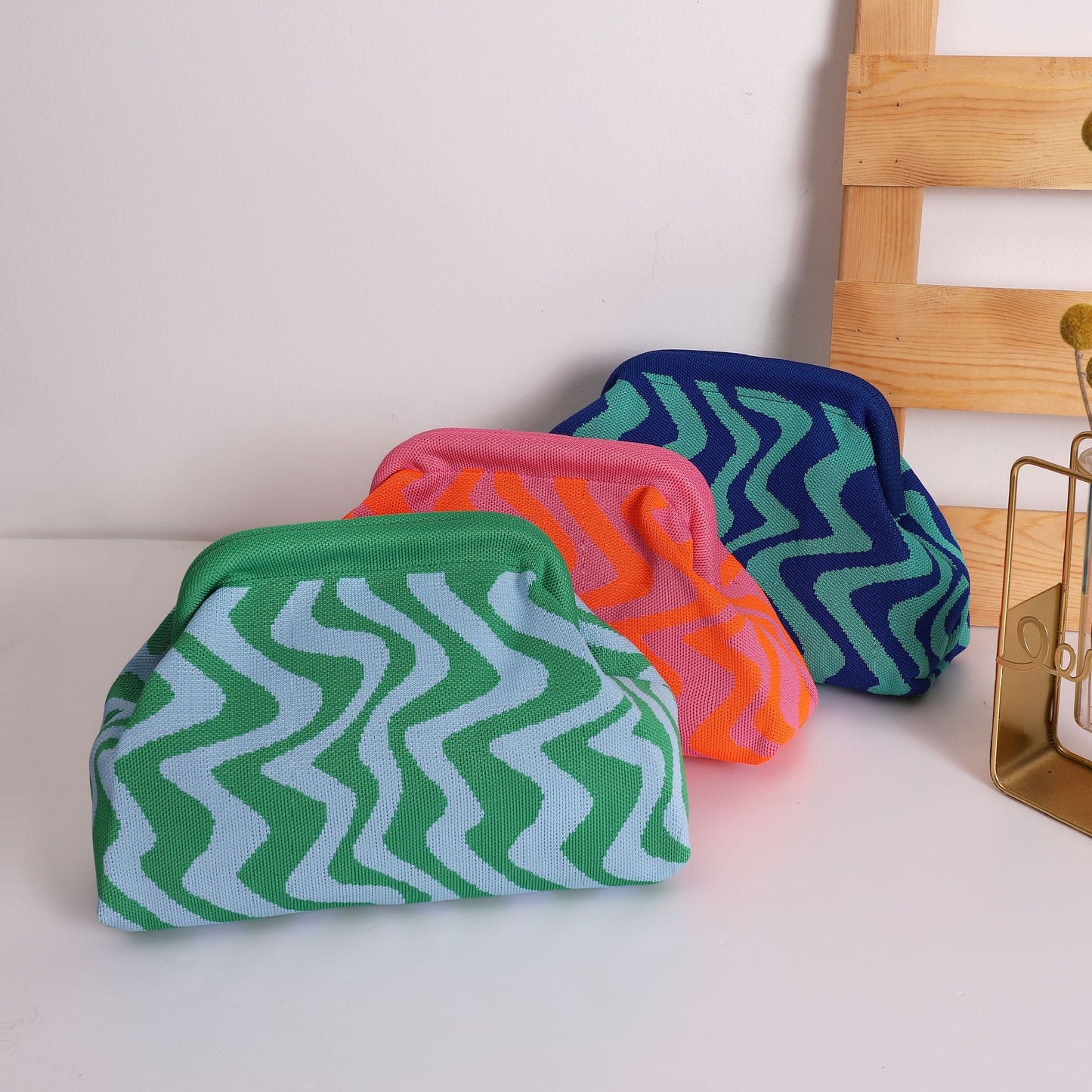 Wave Knit Clutch Bag