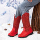 Kid Sequined Velvet Warm Round Toe Boots