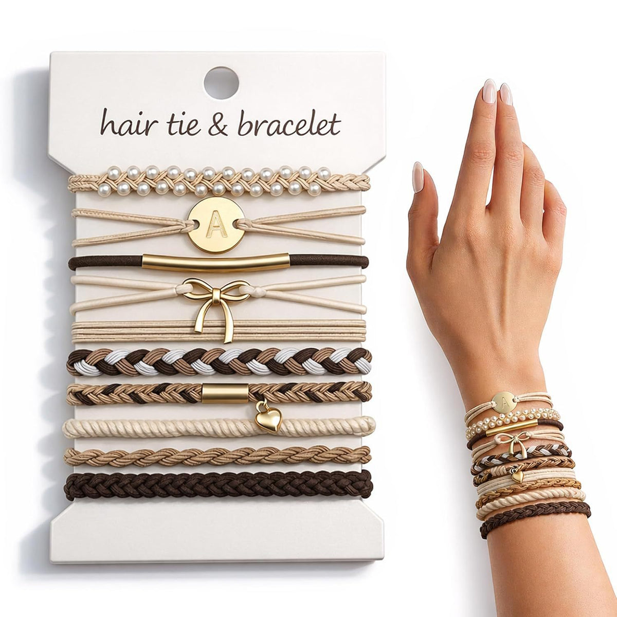 A-Z Letter Hair Tie & Bracelet Set