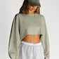 Midriff-Baring Round Neck Sweatshirt T-shirt