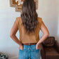 Camel Western Boots Flower Printed Sleeveless Loose Tank Top