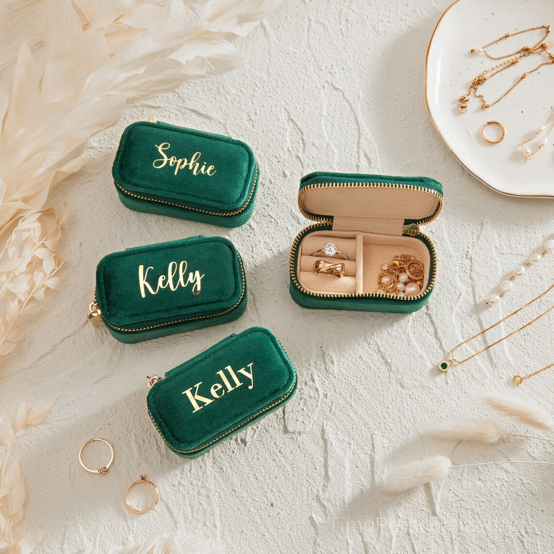 Custom Name Mini Velvet Jewelry Case
