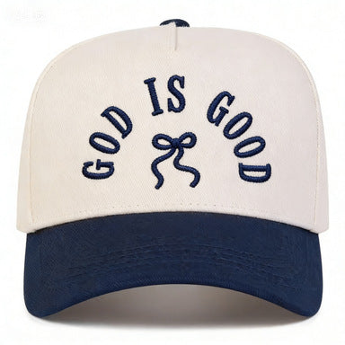 GOD IS GOOD Embroidered Bow Color Block Baseball Cap