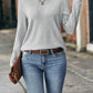 Ribbed Brushed Lace Long-sleeve Top