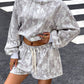 Trendy Abstract Print Pullover & Shorts Set