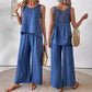 Hollow Lace Fashion Casual Vest Wide Leg Pants