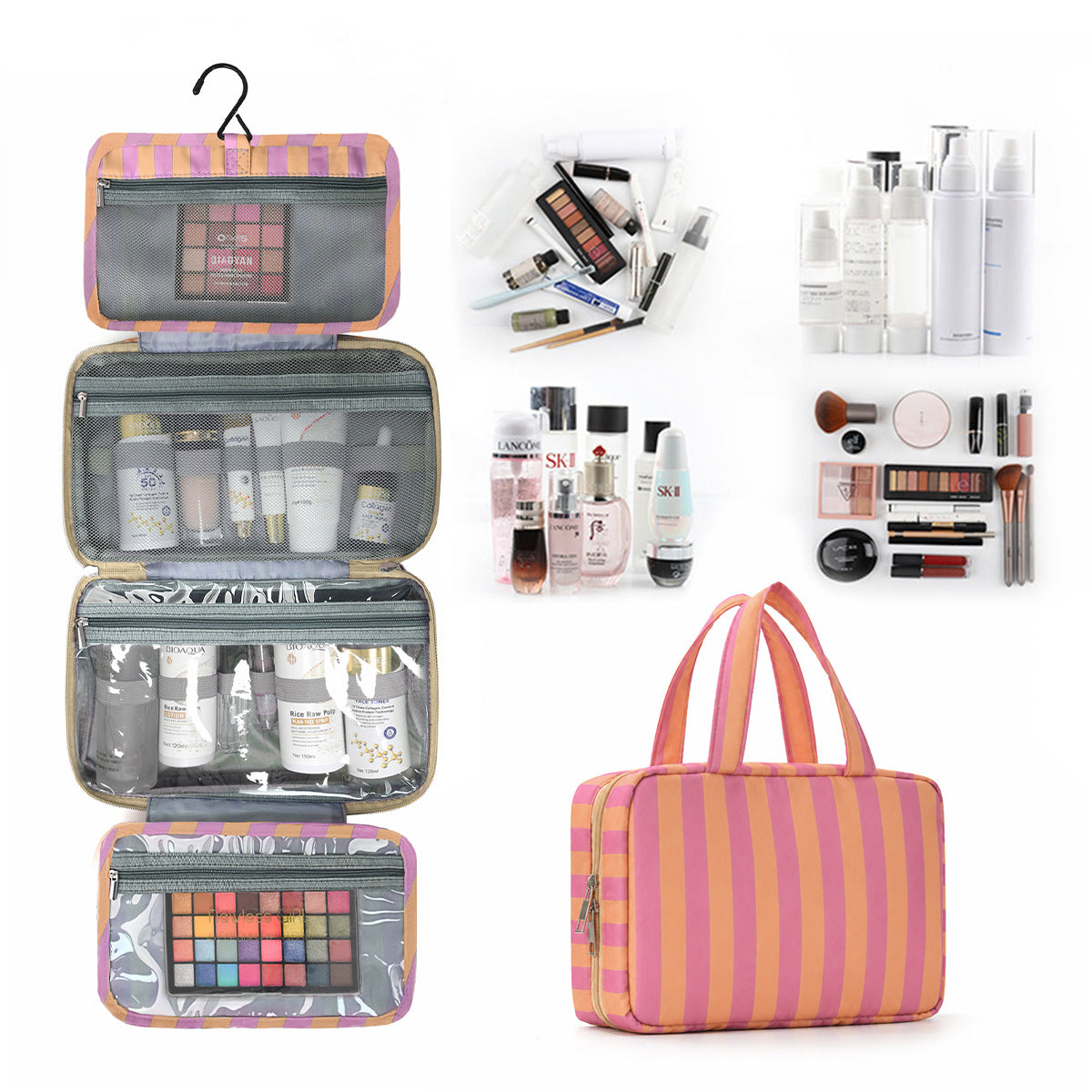 Foldable Hanging Toiletry Bag Wet & Dry Separation Cosmetic Organizer