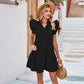 V Neck Flutter Trim Dress