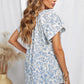 V-neck Short Sleeve Fashion Print Fantasy Fluttering Blouse