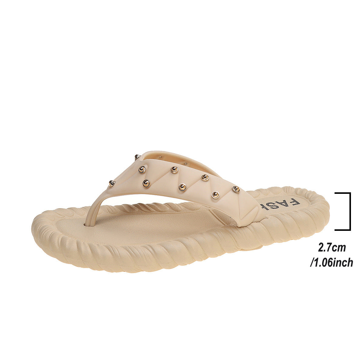 Studded Braided-Sole Flip Flops