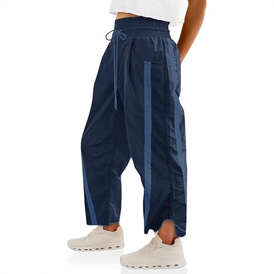 Retro Contrast Side Stripe Wide Leg Track Pants