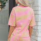 Stripe Drop Shoulder Boxy Casual Terry Short Set