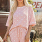 Polka Dot Short Sleeve Loose Top Drawstring Shorts Set
