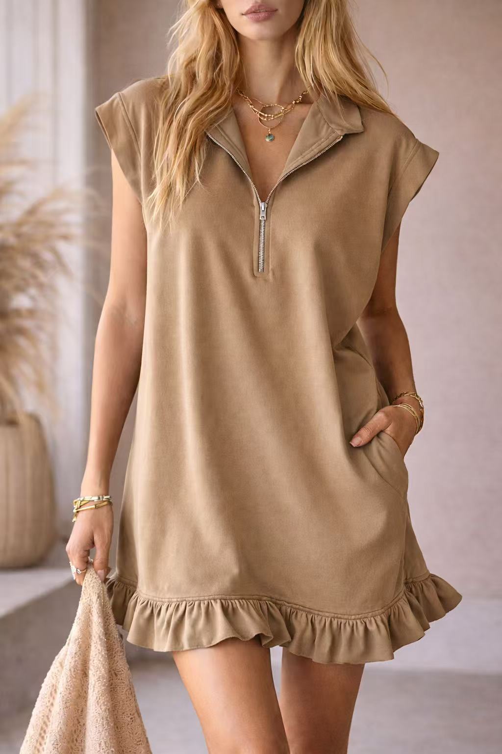 Scuba 1/2 Zip Pocket Dress